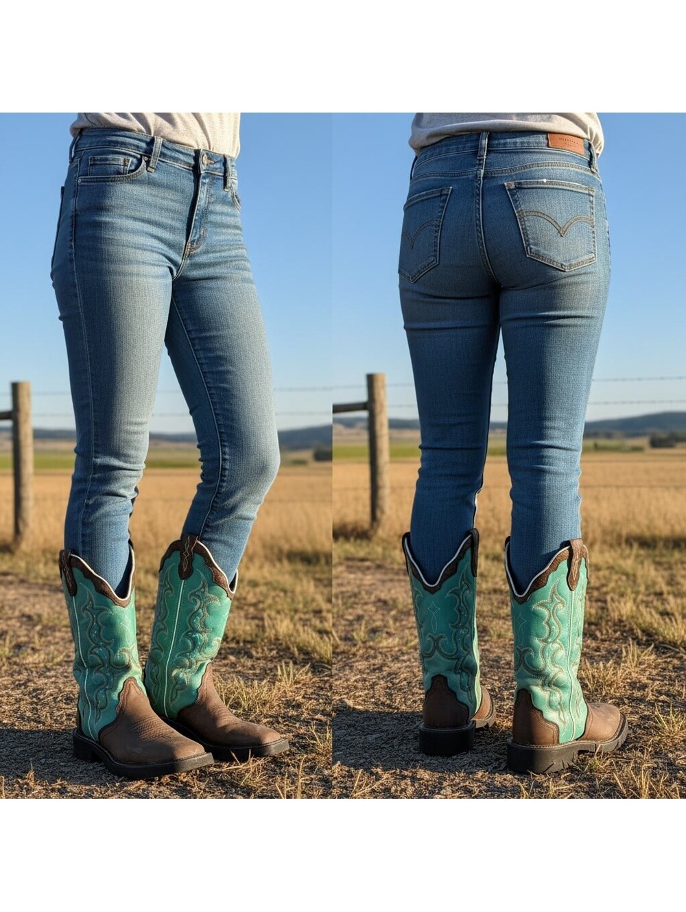 1595 - Justin Gypsy Women's Western Cowboy Boots Size 5.5B Brown and Turquoise